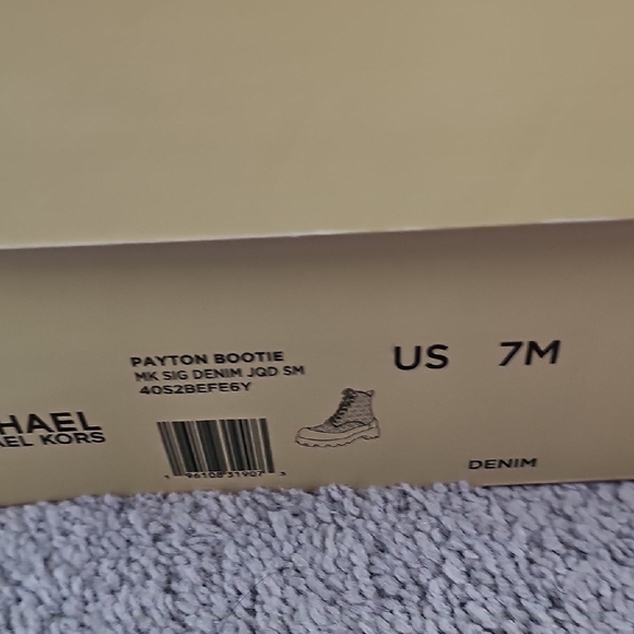 Michael Kors Blue Monogram Combat Boots - Picture 2 of 4